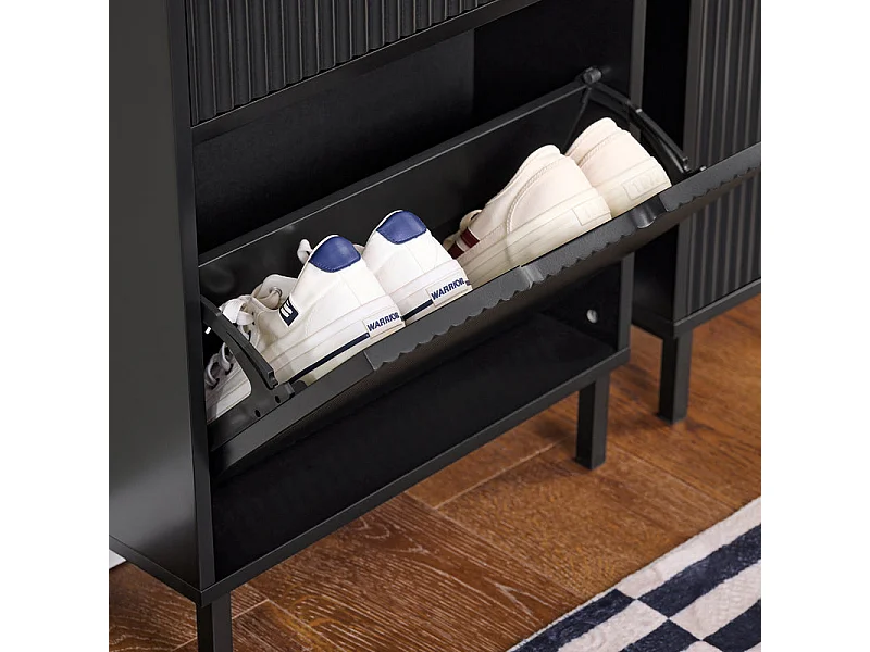 SoBuy FSR177-SCH Meuble à Chaussures Armoire à Chaussures Meuble Rangement Chaussures 2 Portes abattantes, Meuble d'Entrée Coffre Rangement pour Chaussures, Noir