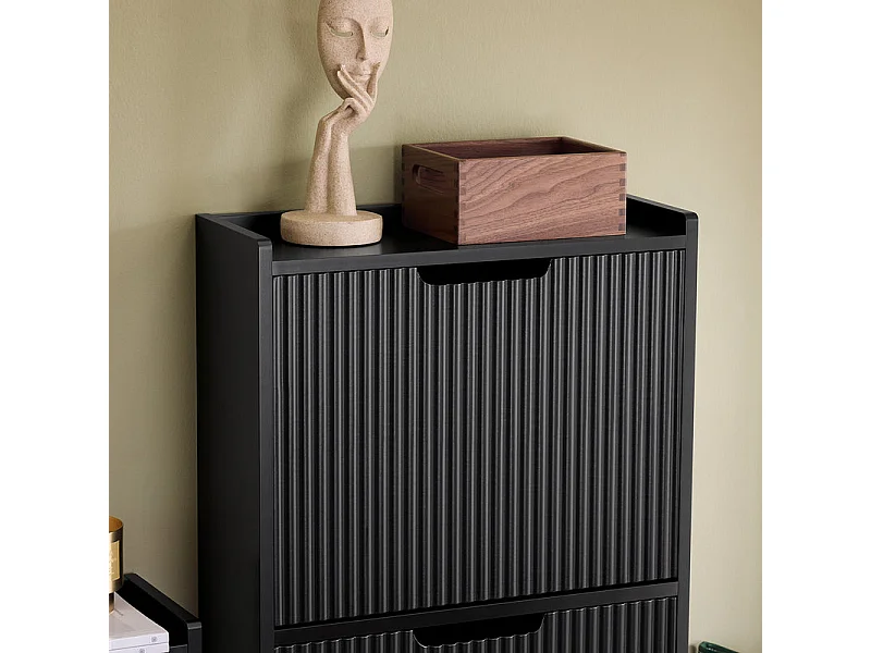 SoBuy FSR177-H-SCH Meuble à Chaussures Armoire à Chaussures Meuble Rangement Chaussures 3 Portes abattantes, Meuble d'Entrée Coffre Rangement pour Chaussures, Noir