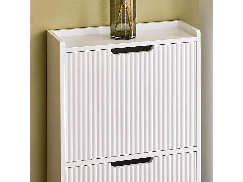 SoBuy Mobiletto portascarpe con 2 ribalte Mobile ingresso salvaspazio Regolabili Bianco 50x19x90cm FSR177-W