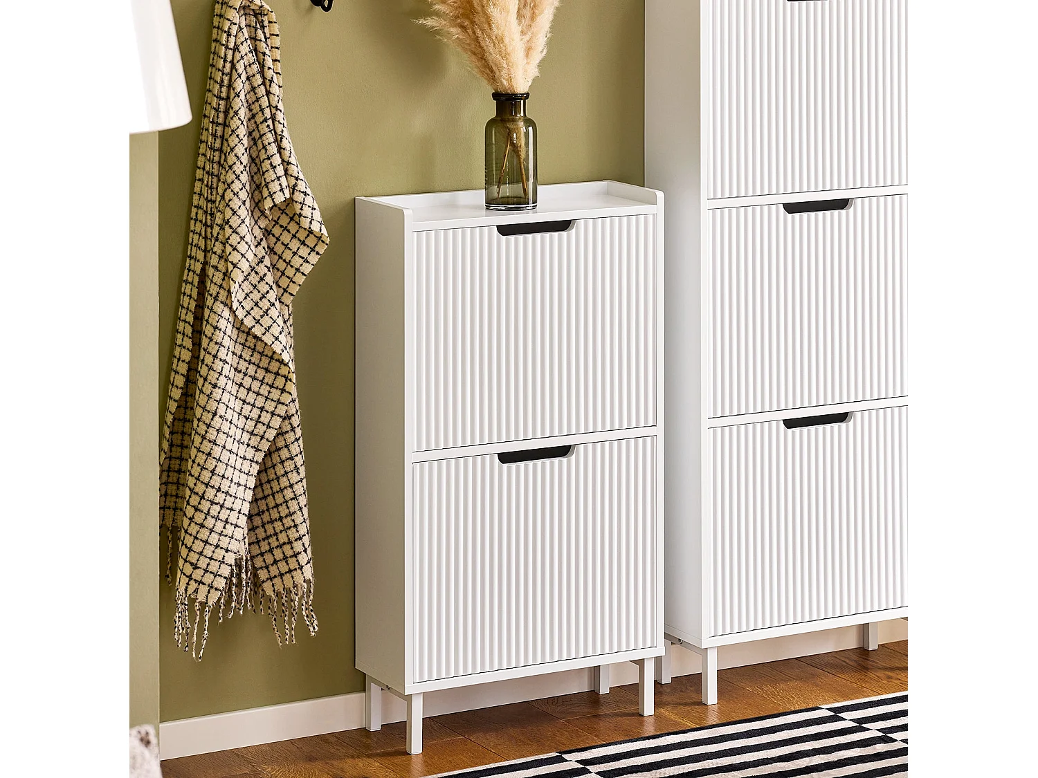 SoBuy Mobiletto portascarpe con 2 ribalte Mobile ingresso salvaspazio Regolabili Bianco 50x19x90cm FSR177-W