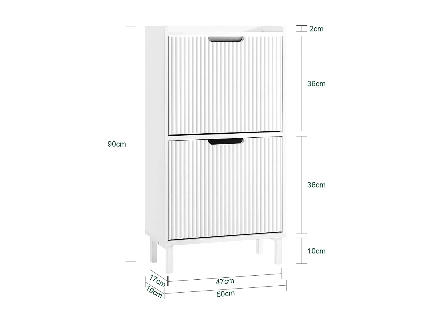 SoBuy FSR177-W Meuble à Chaussures Armoire à Chaussures Meuble Rangement Chaussures 2 Portes abattantes, Meuble d'Entrée Coffre Rangement pour Chaussures, Blanc
