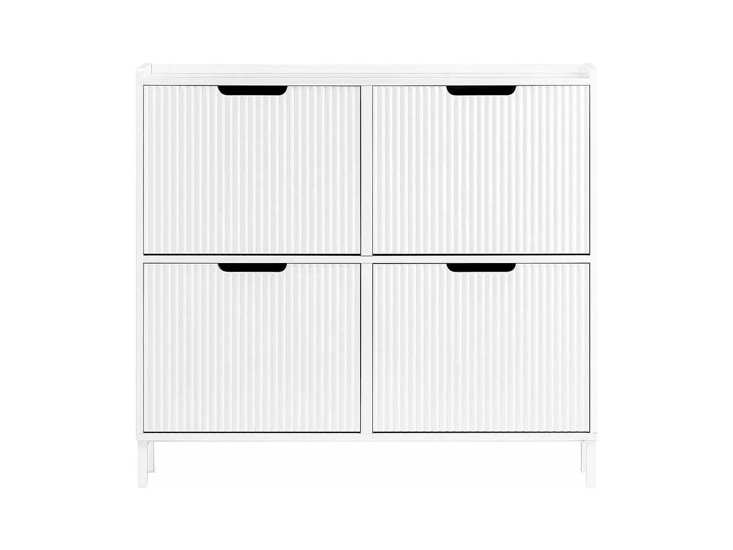 SoBuy FSR177-L-W Meuble à Chaussures Armoire à Chaussures Meuble Rangement Chaussures 4 Portes abattantes, Meuble d'Entrée Coffre Rangement pour Chaussures, Blanc