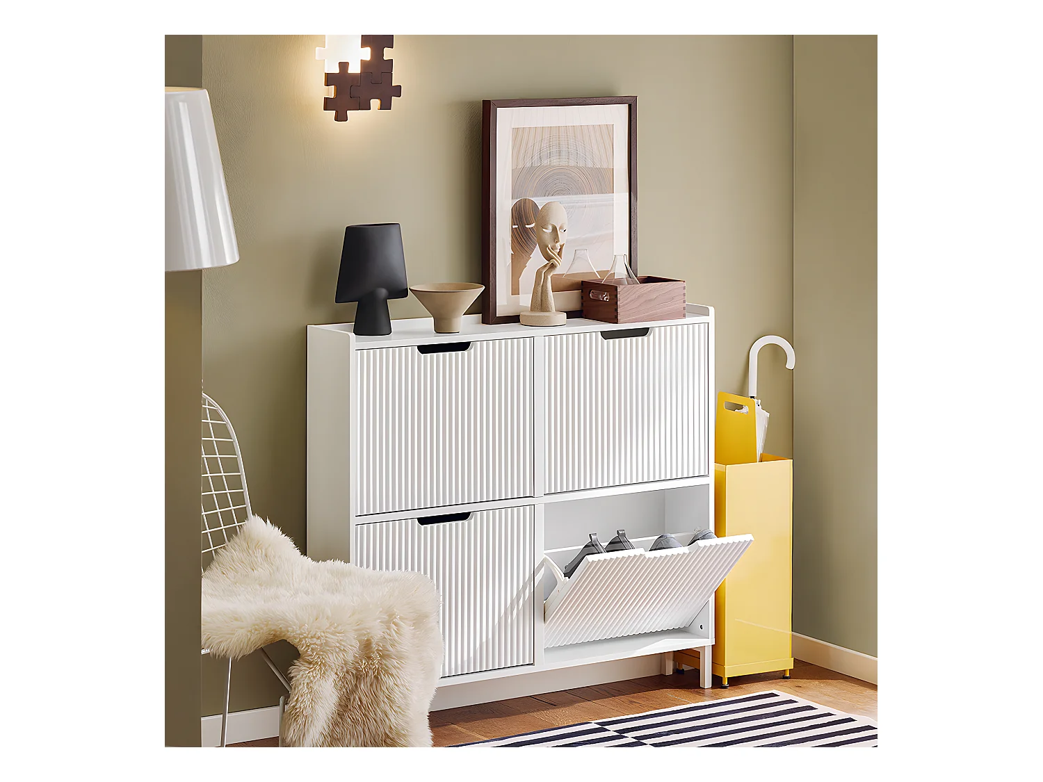 Szafka na buty z 4 klapami FSR177-L-W