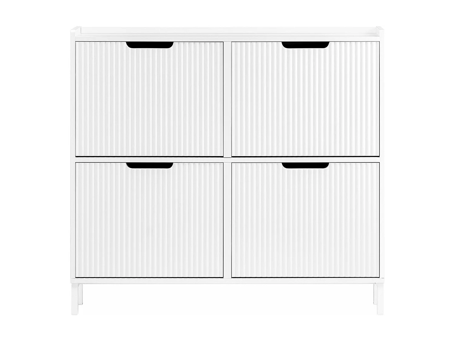 SoBuy FSR177-L-W Meuble à Chaussures Armoire à Chaussures Meuble Rangement Chaussures 4 Portes abattantes, Meuble d'Entrée Coffre Rangement pour Chaussures, Blanc
