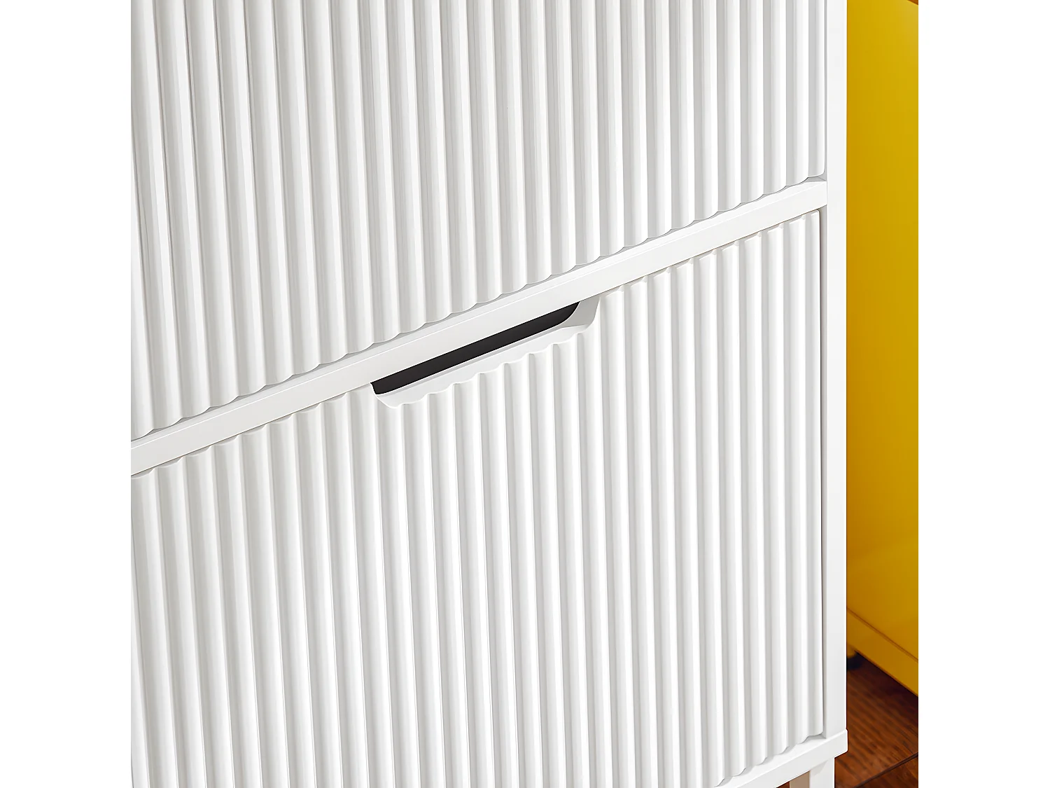 SoBuy FSR177-L-W Meuble à Chaussures Armoire à Chaussures Meuble Rangement Chaussures 4 Portes abattantes, Meuble d'Entrée Coffre Rangement pour Chaussures, Blanc