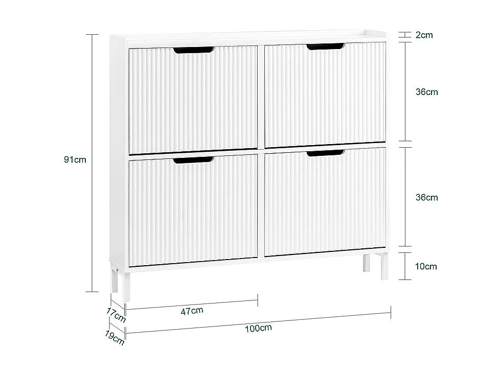 SoBuy Mobiletto portascarpe con 4 ribalte Mobile ingresso salvaspazio Regolabili Bianco 100x19x91cm FSR177-L-W