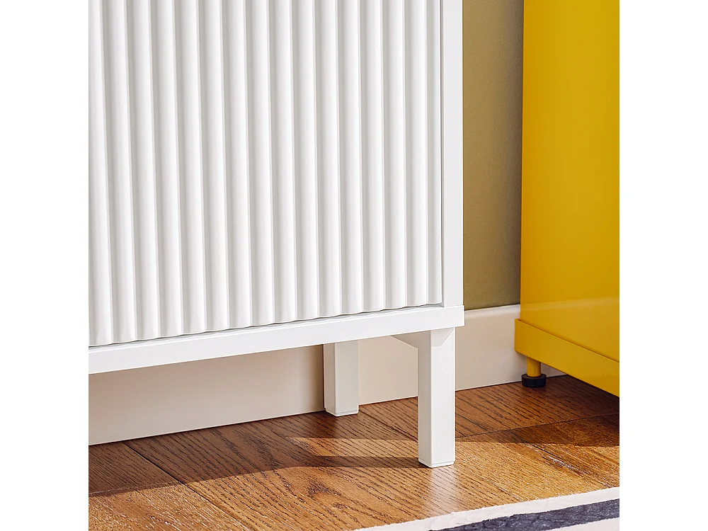 SoBuy Mobiletto portascarpe con 4 ribalte Mobile ingresso salvaspazio Regolabili Bianco 100x19x91cm FSR177-L-W