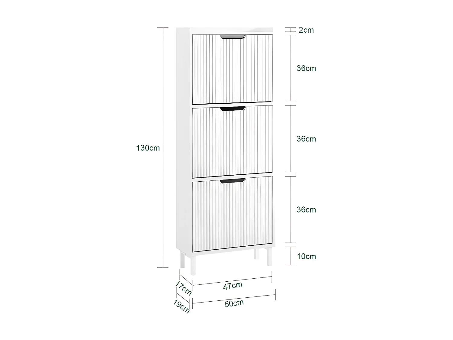 SoBuy Mobiletto portascarpe con 3 ribalte Mobile ingresso salvaspazio Regolabili Bianco 50x19x130cm FSR177-H-W