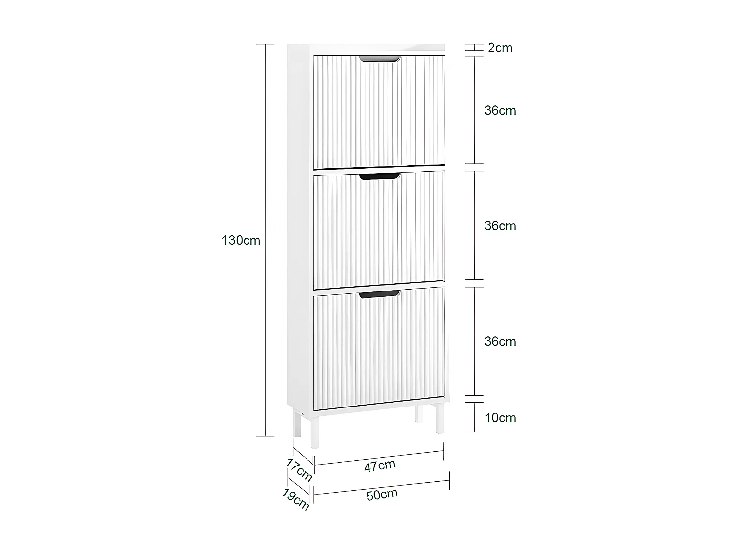 SoBuy FSR177-H-W Meuble à Chaussures Armoire à Chaussures Meuble Rangement Chaussures 3 Portes abattantes, Meuble d'Entrée Coffre Rangement pour Chaussures, Blanc
