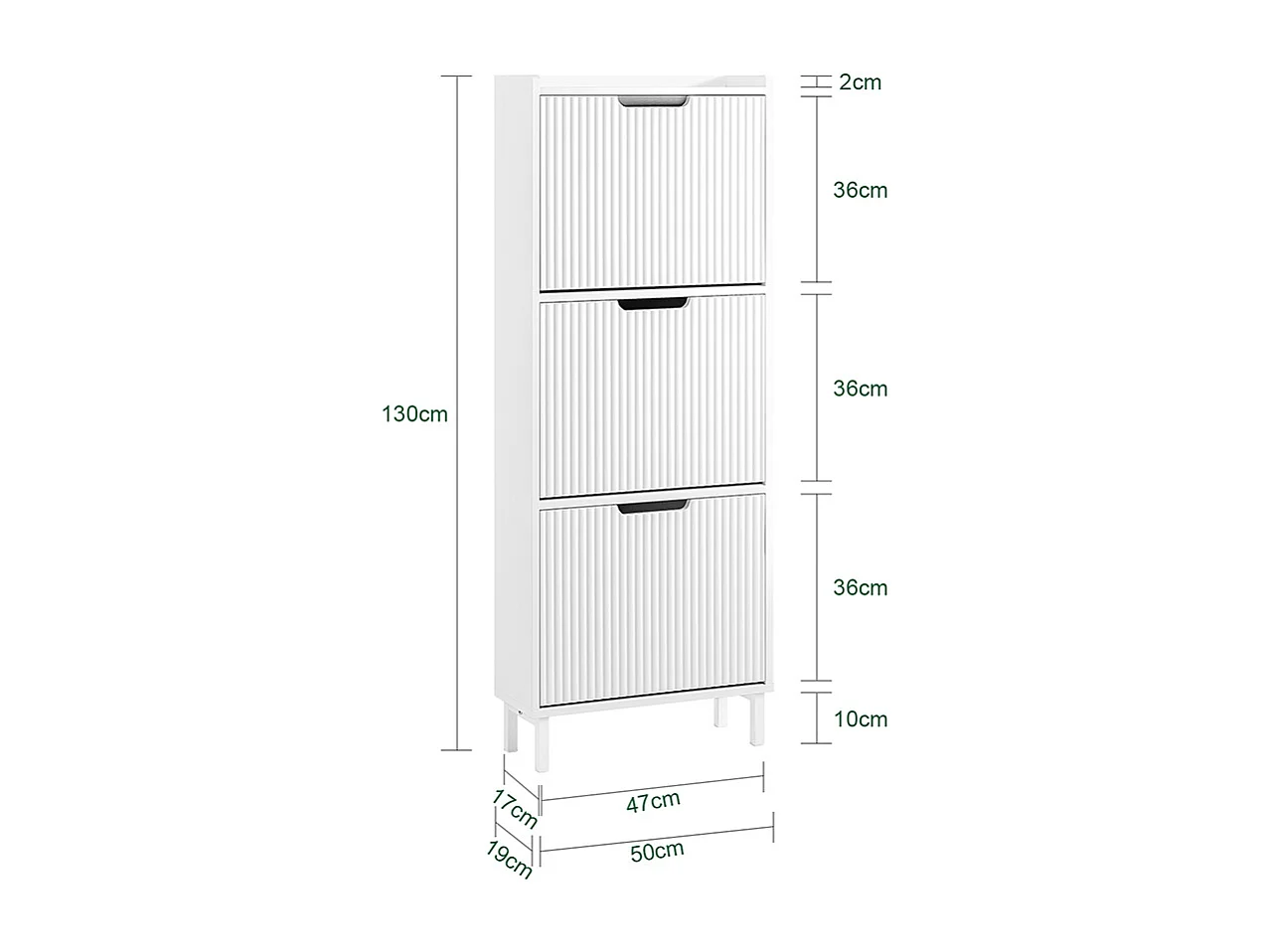 SoBuy FSR177-H-W Meuble à Chaussures Armoire à Chaussures Meuble Rangement Chaussures 3 Portes abattantes, Meuble d'Entrée Coffre Rangement pour Chaussures, Blanc