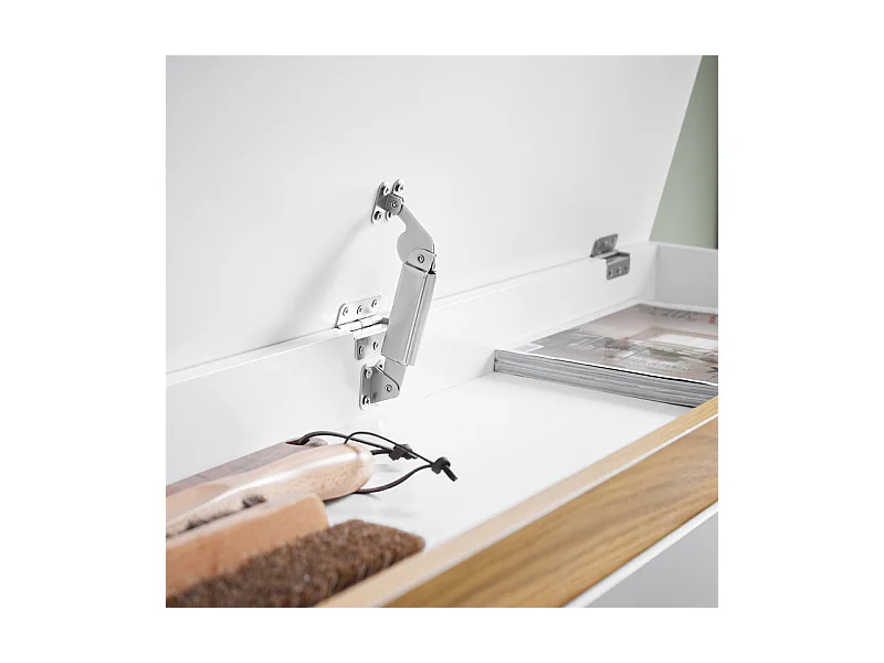 SoBuy FSR171-W Banc de Rangement à Chaussures 2 Abattants, Meuble d'Entrée, Meuble à Chaussures avec Un Compartiment Supérieur, pour Entrée, Salon, Chambre, Blanc