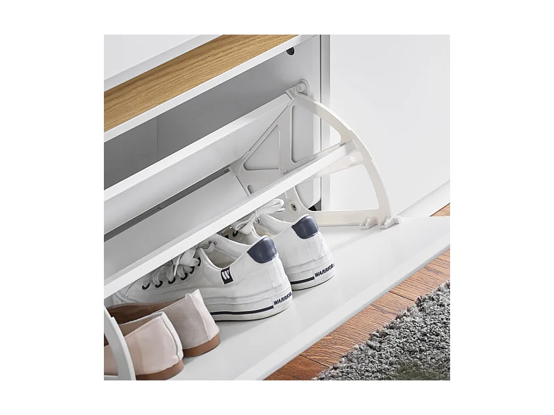 SoBuy FSR171-W Banc de Rangement à Chaussures 2 Abattants, Meuble d'Entrée, Meuble à Chaussures avec Un Compartiment Supérieur, pour Entrée, Salon, Chambre, Blanc