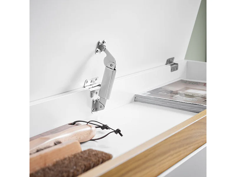 SoBuy FSR171-W Banc de Rangement à Chaussures 2 Abattants, Meuble d'Entrée, Meuble à Chaussures avec Un Compartiment Supérieur, pour Entrée, Salon, Chambre, Blanc