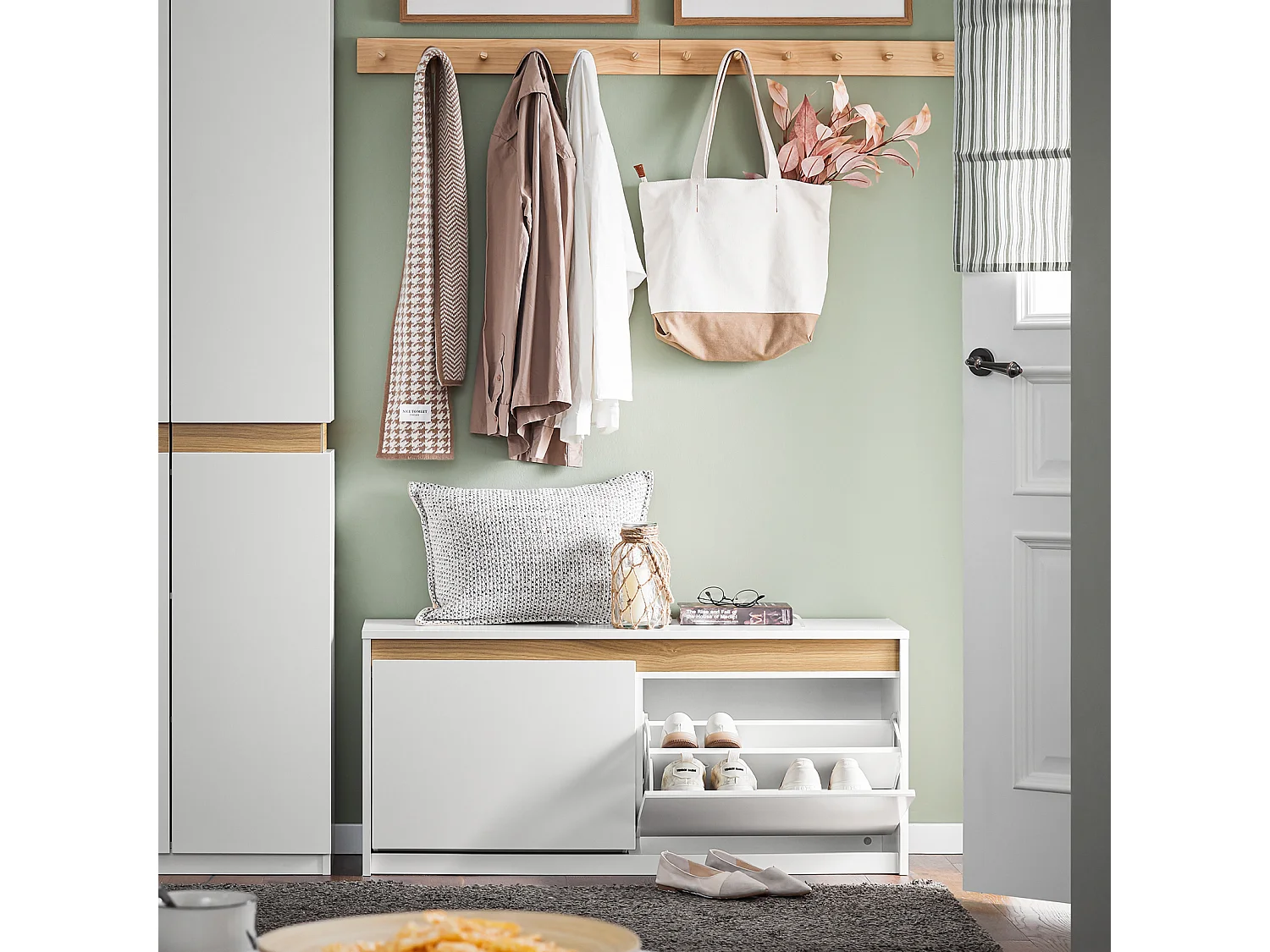 SoBuy FSR171-W Banc de Rangement à Chaussures 2 Abattants, Meuble d'Entrée, Meuble à Chaussures avec Un Compartiment Supérieur, pour Entrée, Salon, Chambre, Blanc