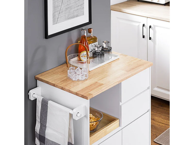 SoBuy Carrello cucina con 2 cassetti e 2 ante Carrello multiuso Bianco 72x40x84cm FKW123-WN