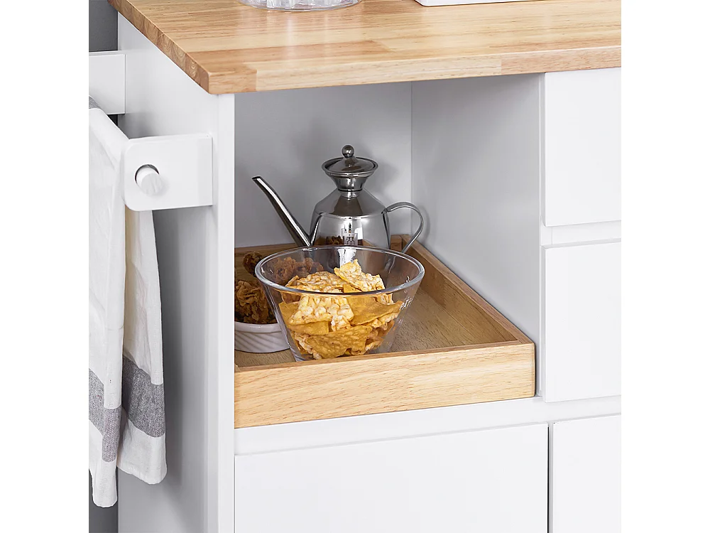 SoBuy Carrello cucina con 2 cassetti e 2 ante Carrello multiuso Bianco 72x40x84cm FKW123-WN