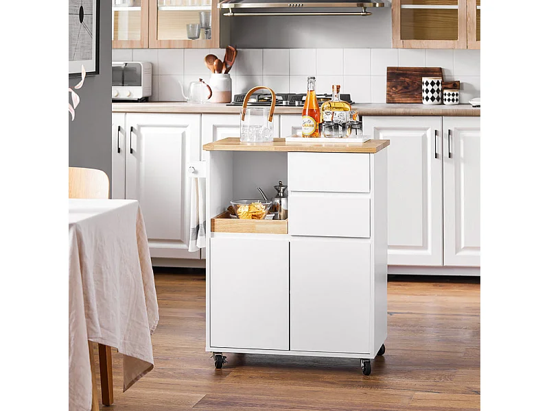 SoBuy armário de cozinha, carrinho de cozinha, carrinho de cozinha com rodas FKW123-WN