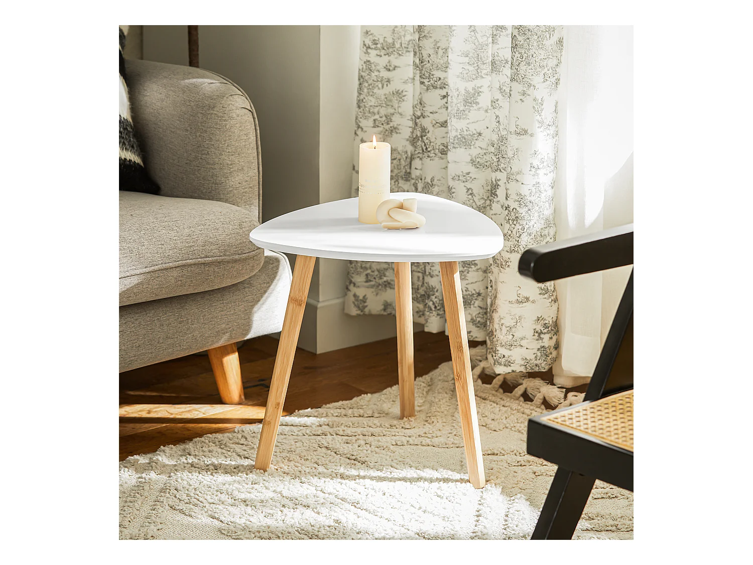 SoBuy FBT74-HG Bijzettafel, set van 2 bijzettafels met planken, salontafel,zettafel voor woonkamer, bamboe