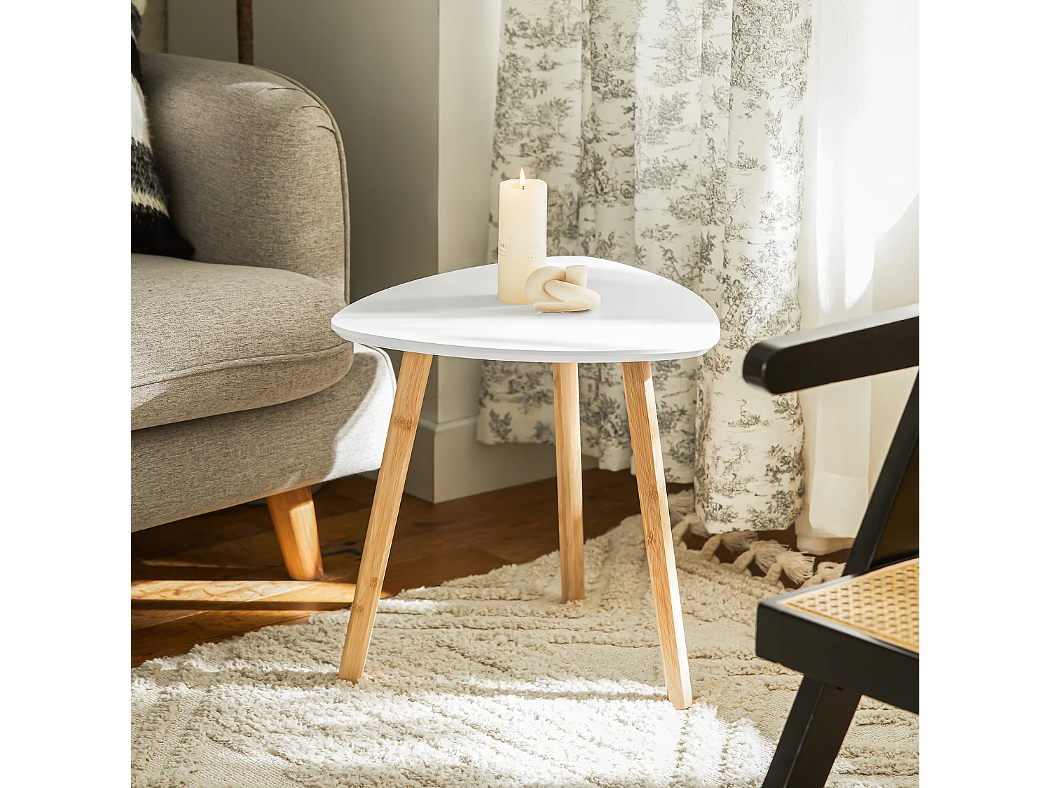 SoBuy FBT74-HG Bijzettafel, set van 2 bijzettafels met planken, salontafel,zettafel voor woonkamer, bamboe