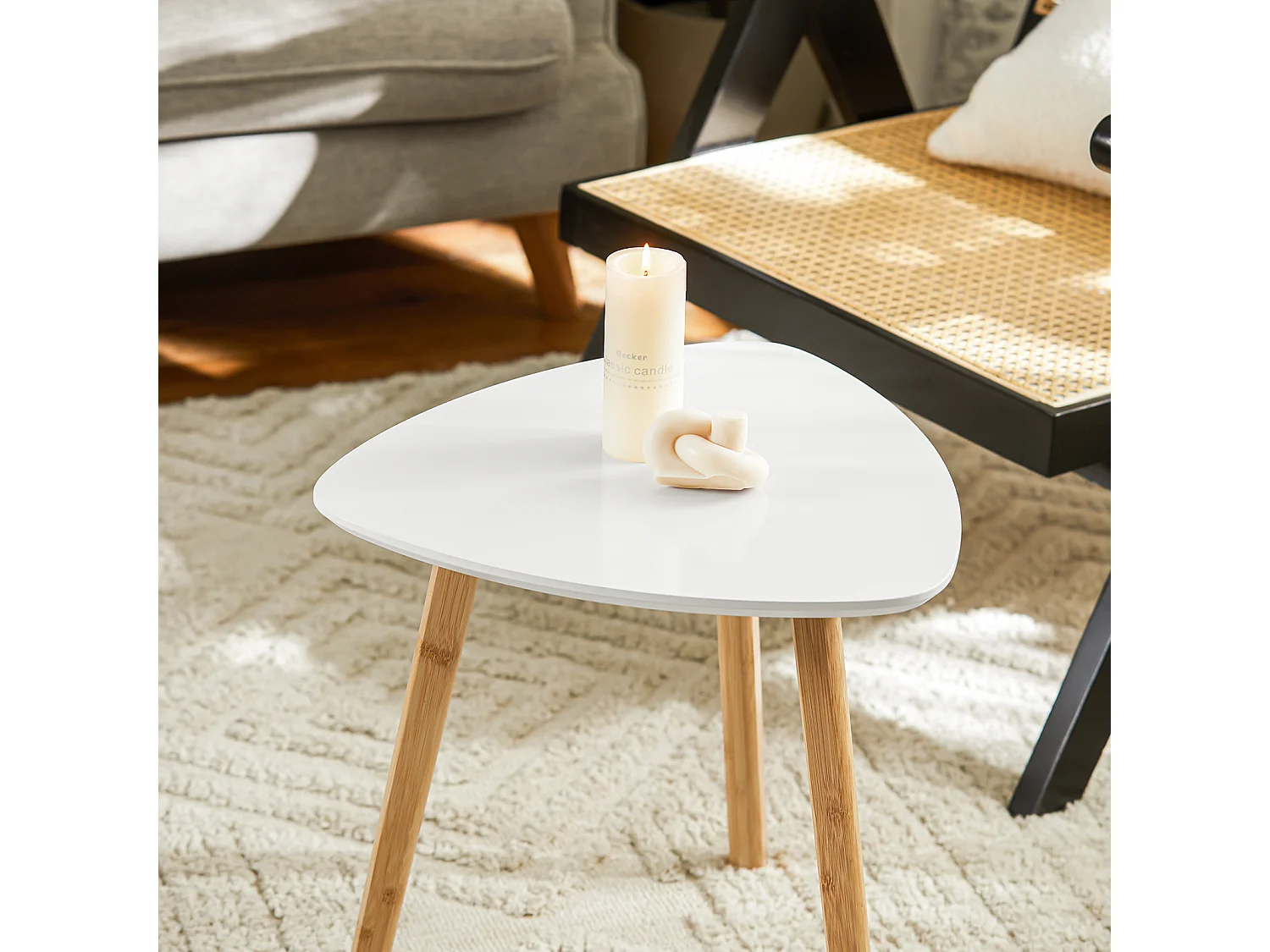 SoBuy FBT74-HG Bijzettafel, set van 2 bijzettafels met planken, salontafel,zettafel voor woonkamer, bamboe
