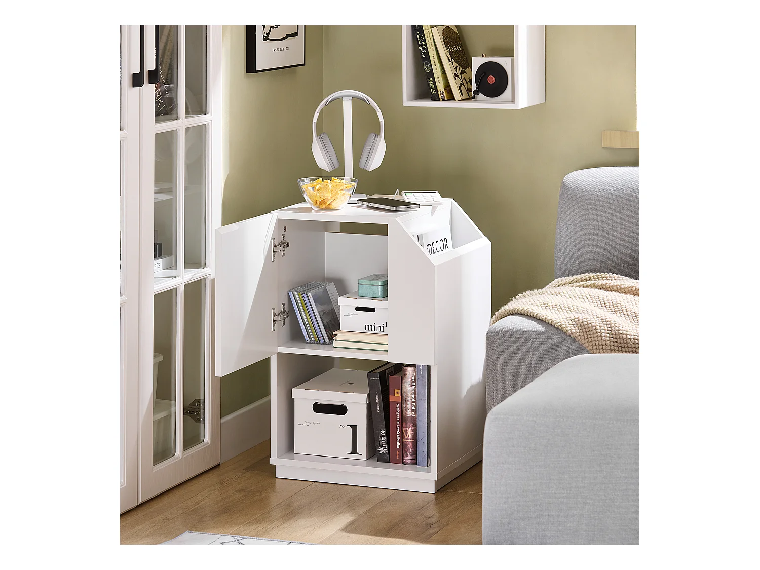 SoBuy FBT136-W Table de Chevet Table de Nuit Bout de Canapé Table d'Appoint Table Téléphone Table de Café Table Basse