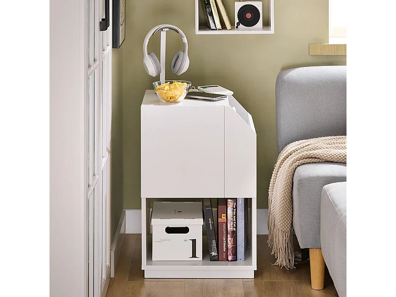 SoBuy FBT136-W Table de Chevet Table de Nuit Bout de Canapé Table d'Appoint Table Téléphone Table de Café Table Basse