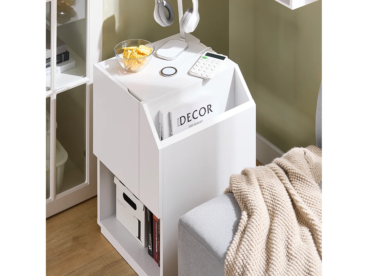 SoBuy FBT136-W Table de Chevet Table de Nuit Bout de Canapé Table d'Appoint Table Téléphone Table de Café Table Basse