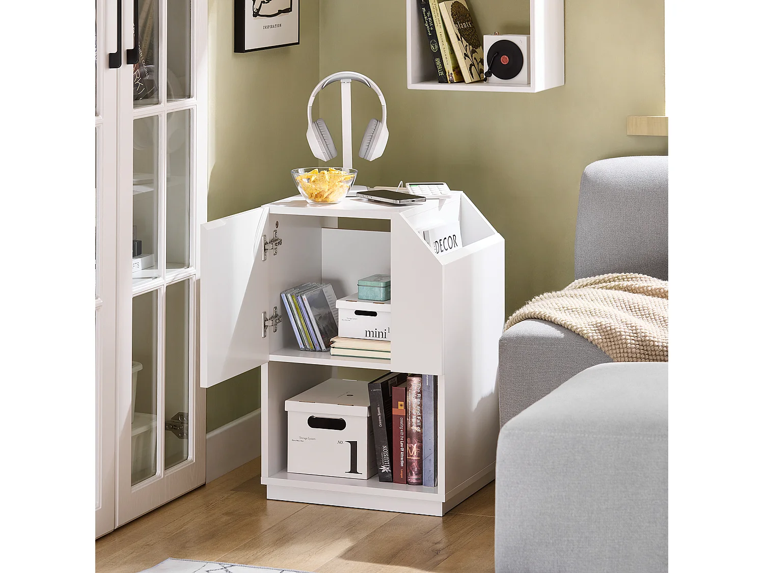 SoBuy FBT136-W Table de Chevet Table de Nuit Bout de Canapé Table d'Appoint Table Téléphone Table de Café Table Basse