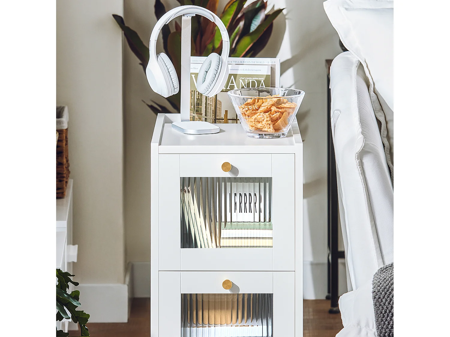 Stolik kawowy z 2 szufladami, stolik nocny FBT139-W