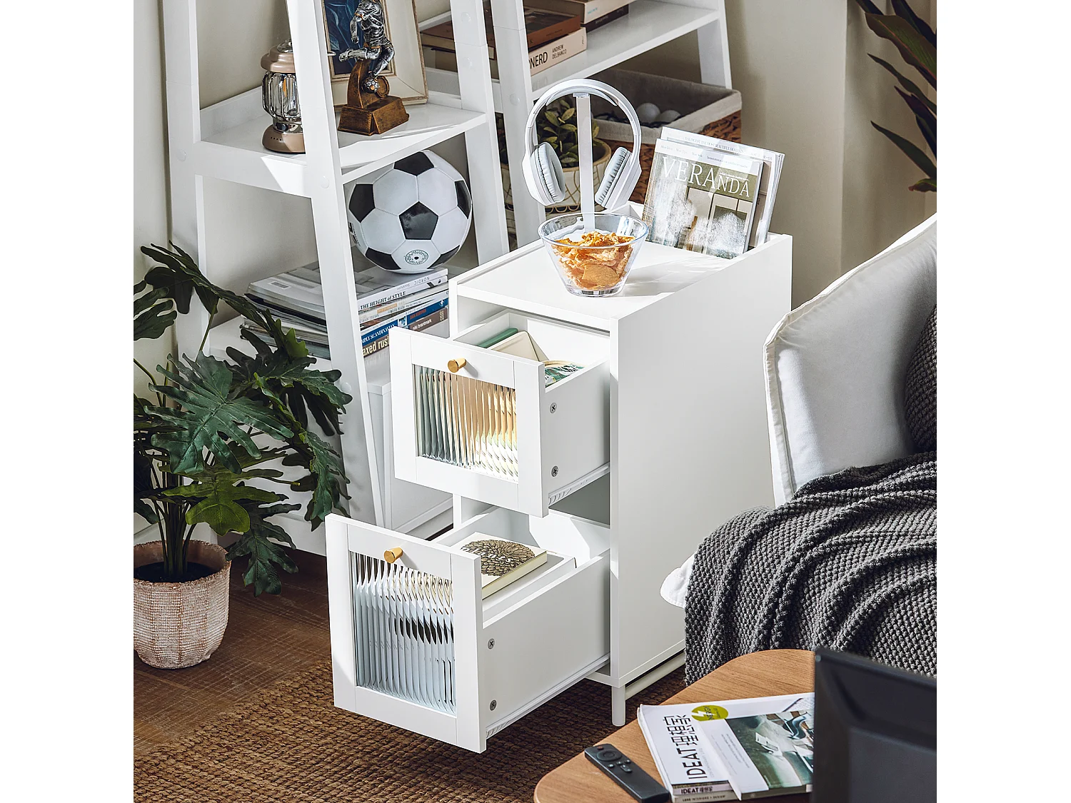 Stolik kawowy z 2 szufladami, stolik nocny FBT139-W