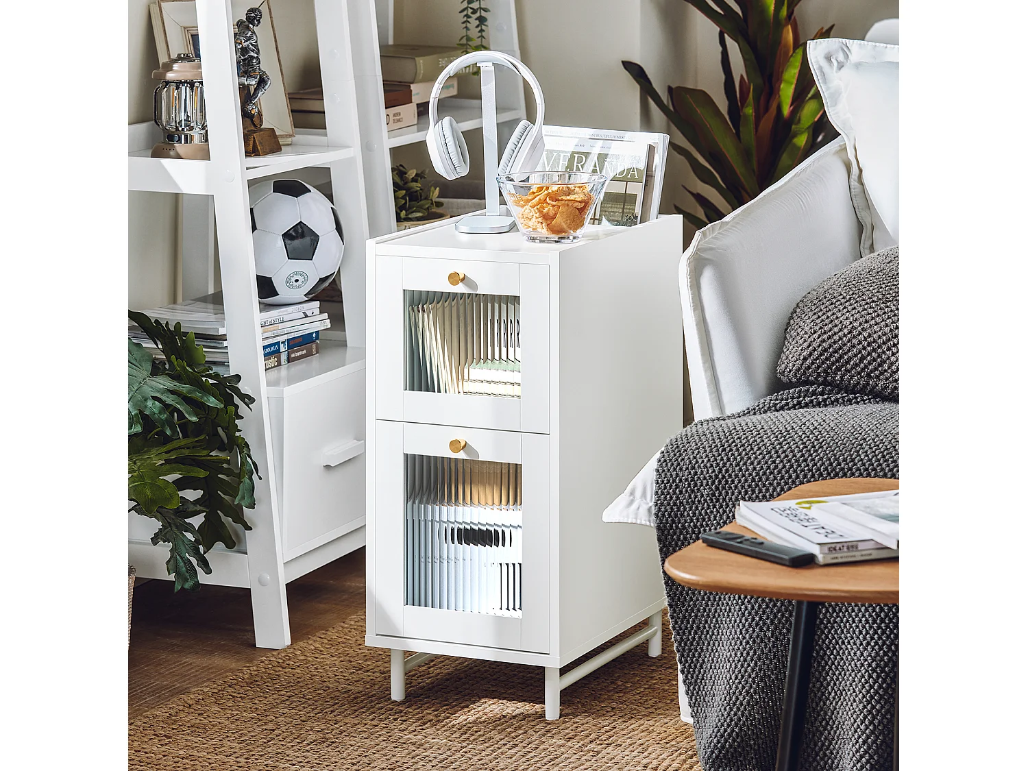 Stolik kawowy z 2 szufladami, stolik nocny FBT139-W