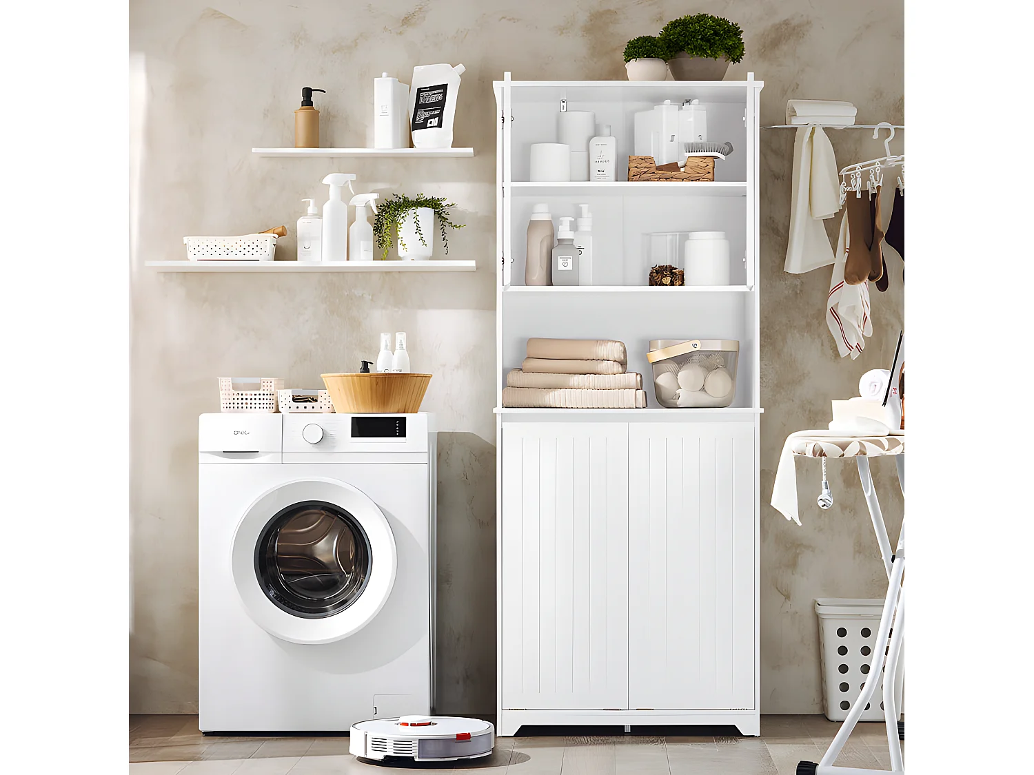 Mueble Columna de Baño con 2 Estantes BZR150-W SoBuy ES