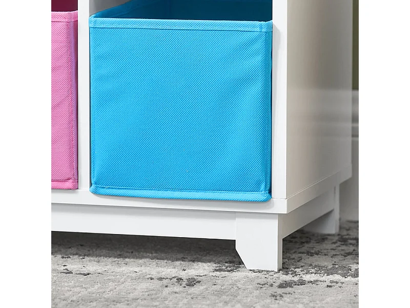 SoBuy KMB34-F Bibliothèque Étagère à Livres Étagère de Rangement Jouets pour Enfants Porte-revues avec Compartiments de Rangement et 3 Paniers 63x28x80 cm
