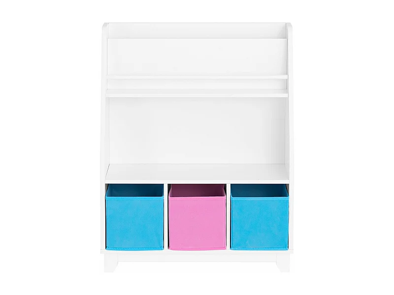 SoBuy KMB34-F Bibliothèque Étagère à Livres Étagère de Rangement Jouets pour Enfants Porte-revues avec Compartiments de Rangement et 3 Paniers 63x28x80 cm