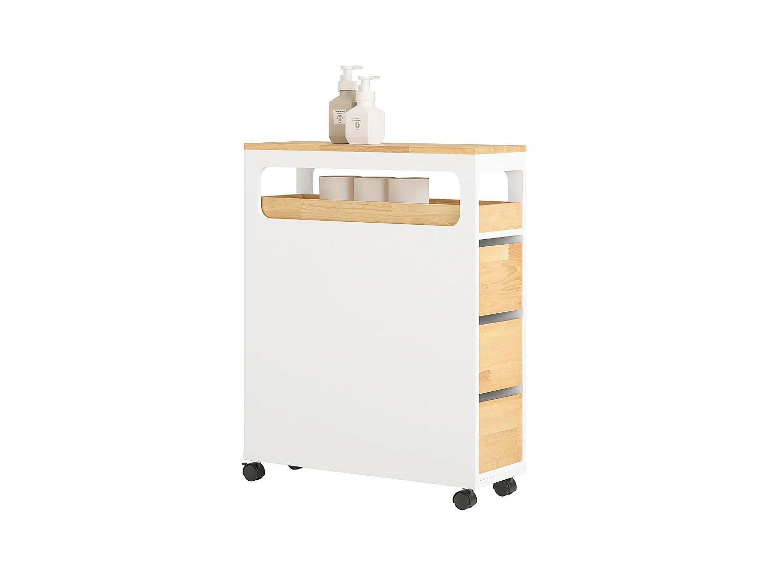 SoBuy BZR54-WN Meuble Étroit, Support Papier Toilette, Armoire Toilettes, avec 1 Plateau Amovible