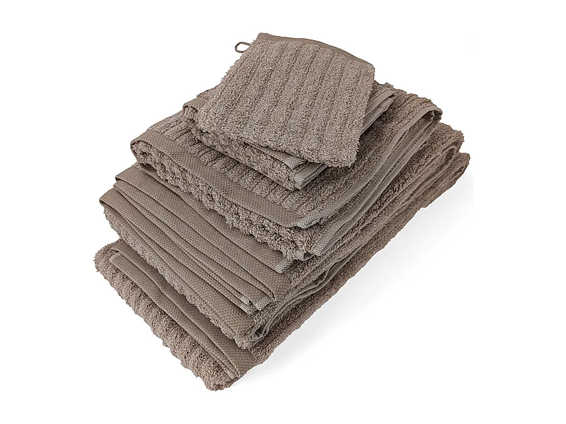 Parure de bain uni coton SPECTRE marron 7 pièces