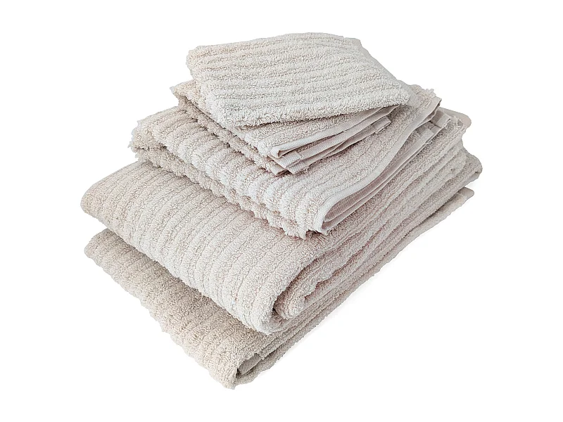 Parure de bain uni coton SPECTRE beige 7 pièces