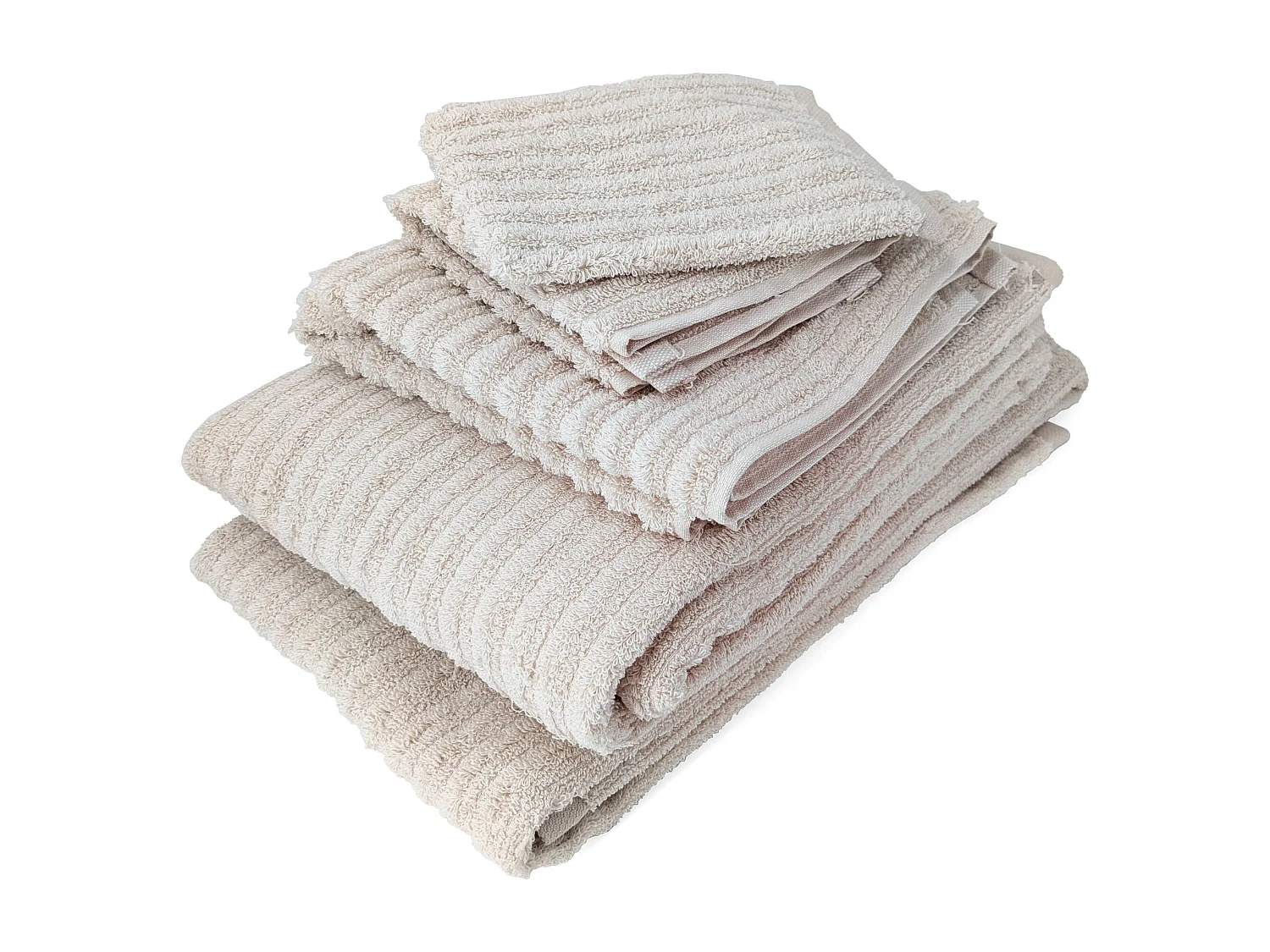 Parure de bain uni coton SPECTRE beige 7 pièces