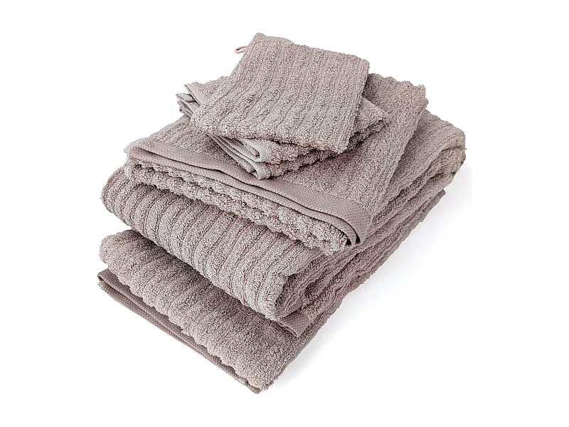 Parure de bain uni coton SPECTRE rose 7 pièces