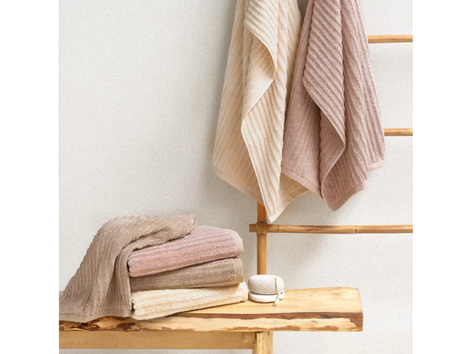 Lot de 2 serviettes invité uni coton 33x50 cm SPECTRE beige