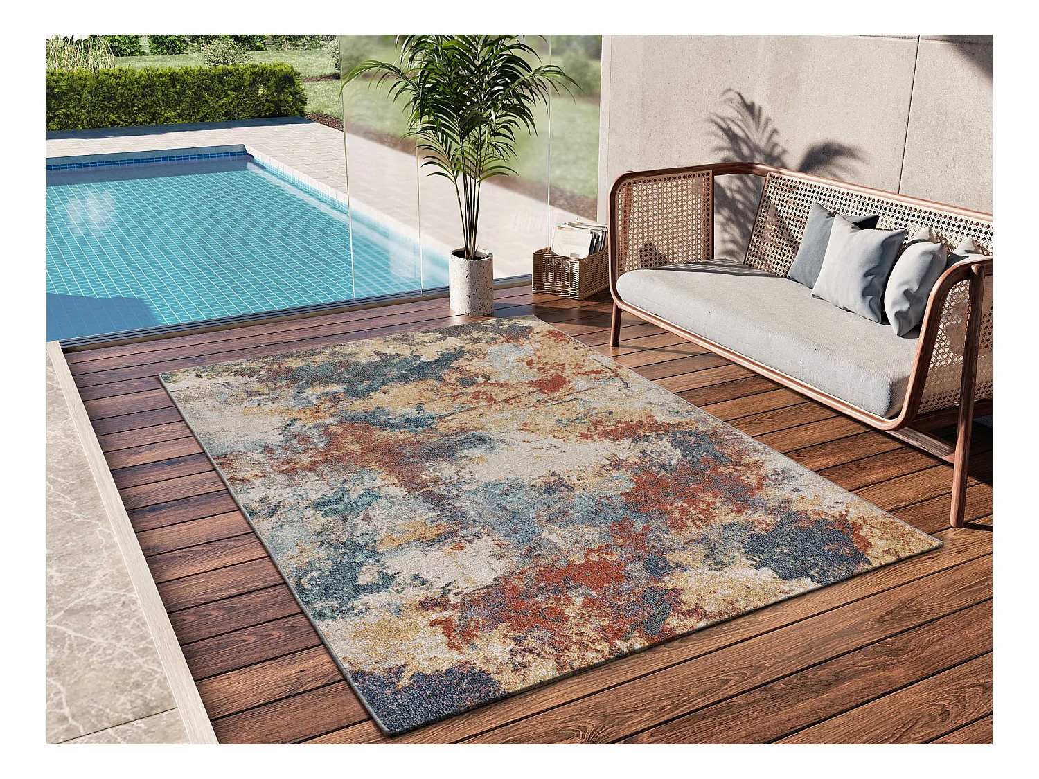 Tapis extérieur - vintage - multicolore - 80 x 150 cm - LUNA