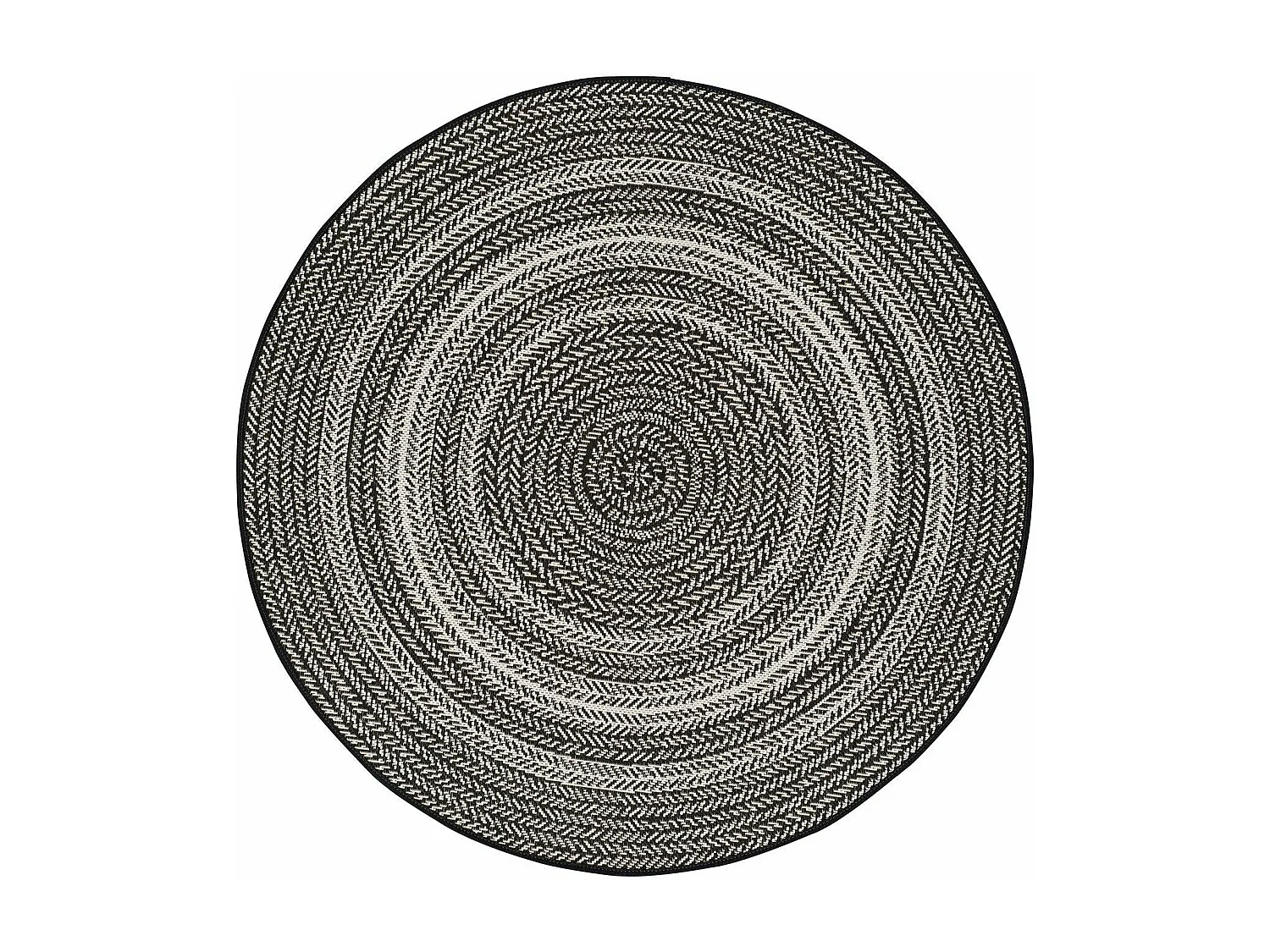 Tapis extérieur rond - intérieur-extérieur - noir - diam.120 cm - SILVANA