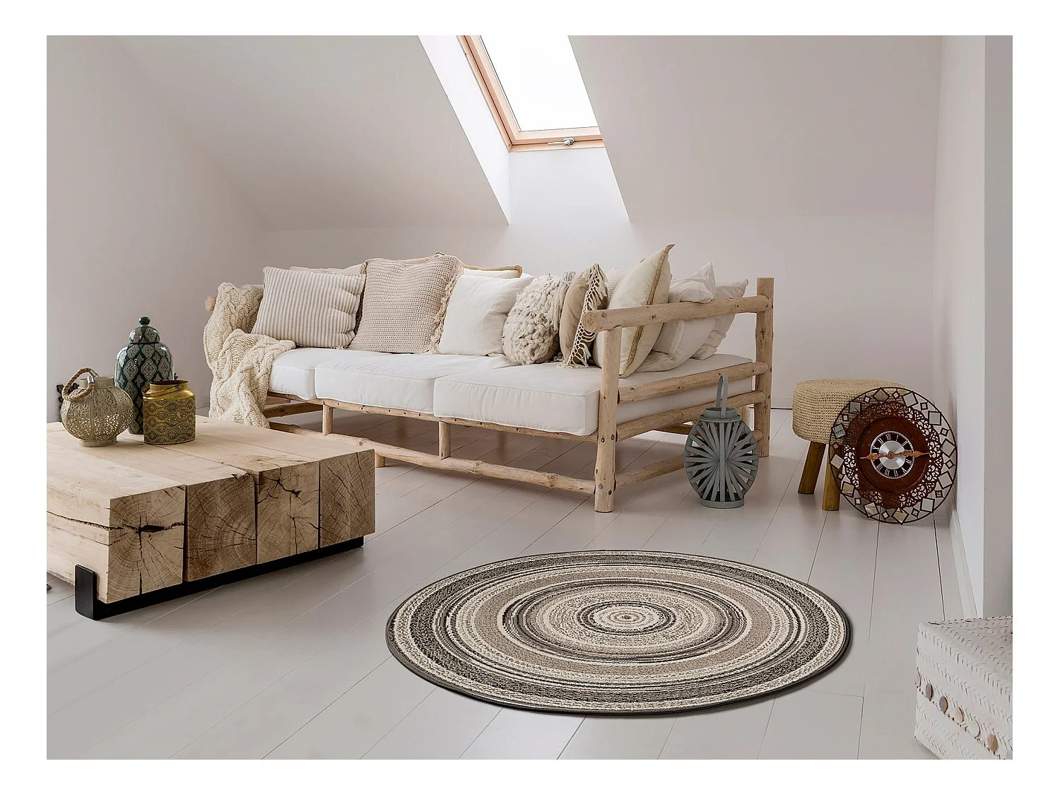 Rundteppich - Indoor-Outdoor - grau - 120x120 cm - VERDI