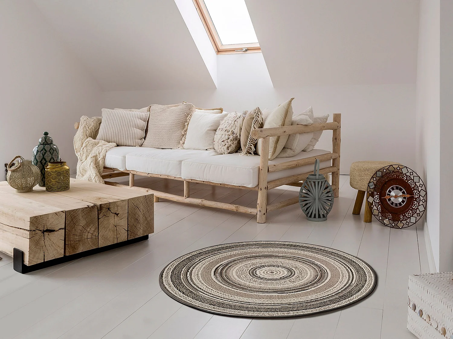 Rundteppich - Indoor-Outdoor - grau - 120x120 cm - VERDI