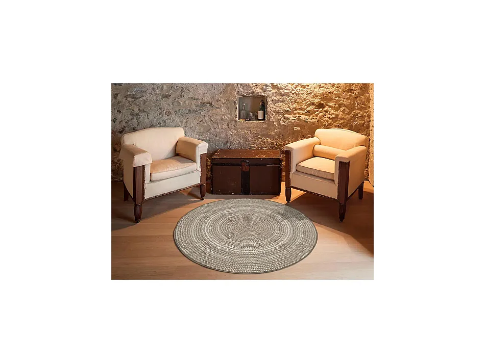 Tapis extérieur rond - intérieur-extérieur - lin - diam.120 cm - SILVANA