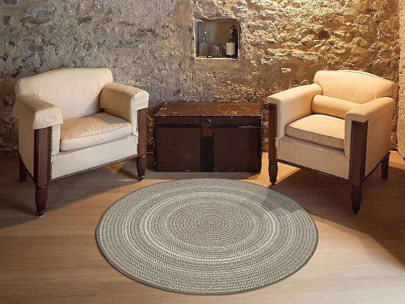 Tapis extérieur rond - intérieur-extérieur - lin - diam.120 cm - SILVANA