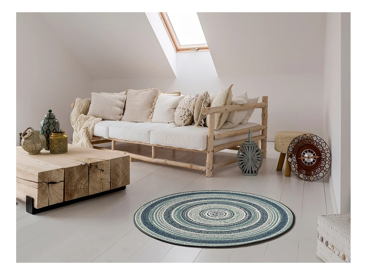 Rundteppich - Indoor-Outdoor - blau - 120x120 cm - VERDI