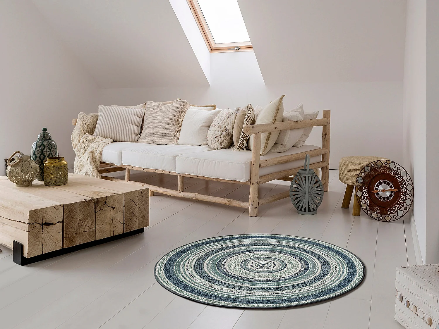 Rundteppich - Indoor-Outdoor - blau - 120x120 cm - VERDI