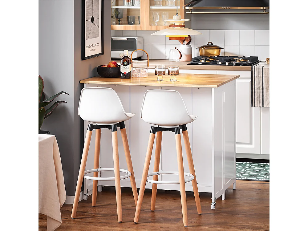 SoBuy Centraal keukeneiland met opbergruimte, dressoir, keukenkast met opklapbaar werkblad, 2 kasten, 4 deuren, 102x72x92 cm, wit KNL10-WN