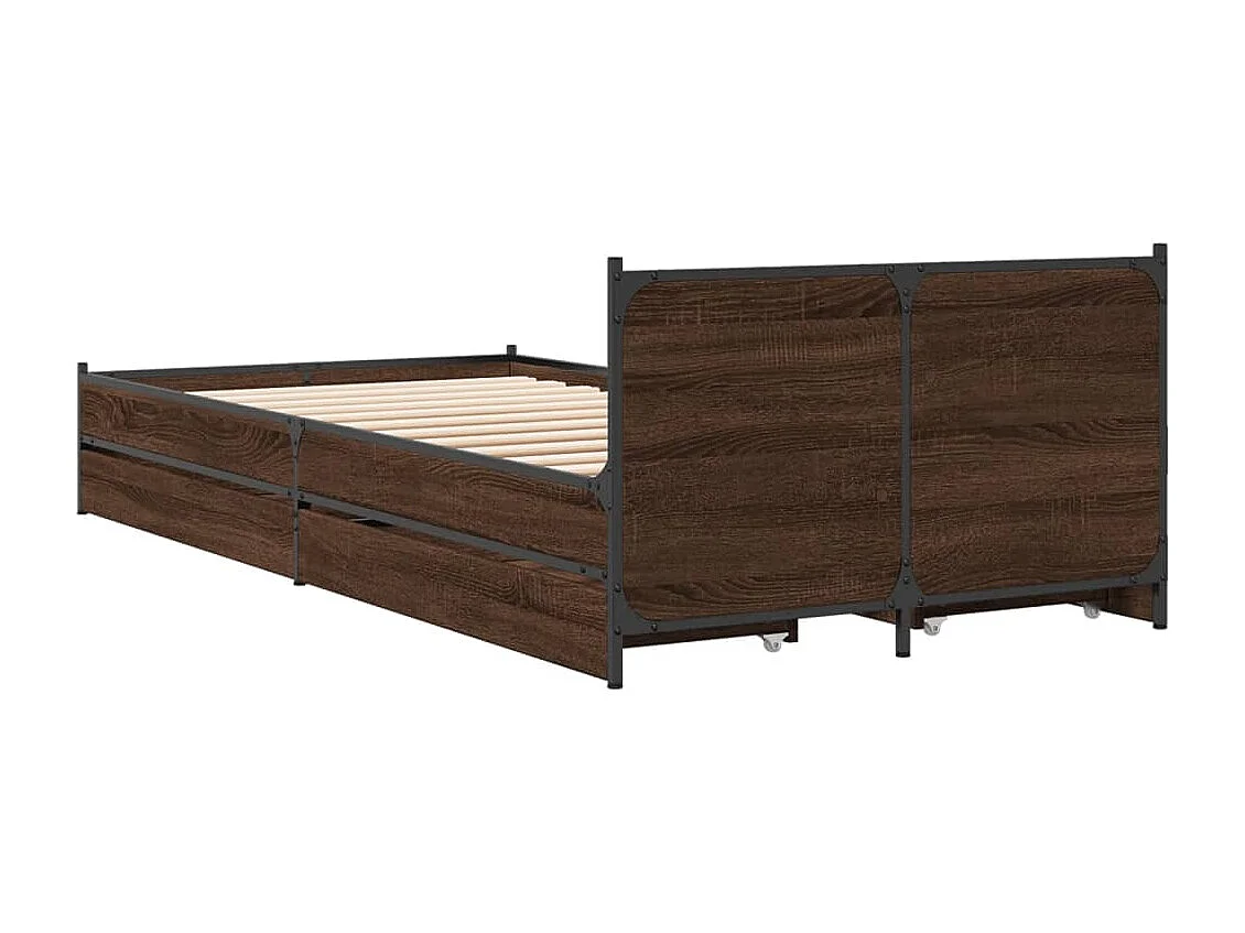 Bedframe met lades bewerkt hout bruin eikenkleur 100x200 cm